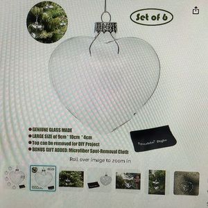 Clear Hanging Heart Shaped Glass Baubles
